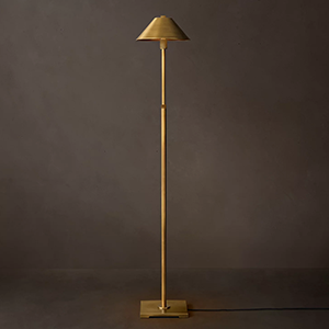 Elegant gold floor lamp with a modern design for stylish interior lighting.