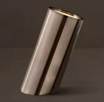 Sleek metallic vase with a reflective surface for modern decor.