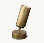 Gold pivoting spotlight for modern lighting design.