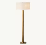 Elegant floor lamp with a wooden base and white lampshade for modern interiors.