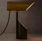 Modern Champeaux folding spotlight with wooden and metal design.