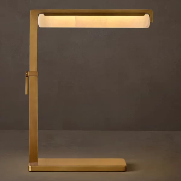 Modern Alabaster Task Table Lamp with LED light for reading and workspace.