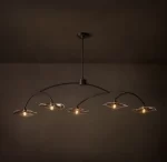 Gorvey Lily Smoke Glass Linear Chandelier with modern design and multiple glass shades.