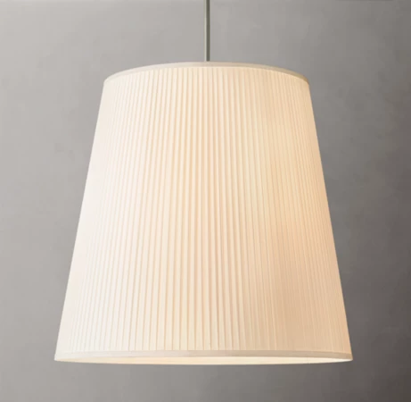 Elegant white pendant lamp with pleated fabric shade for modern interiors.