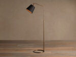 GV Brass Floor Lamp with Antiqued Finish and Black Shade