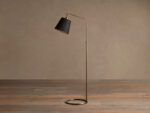 GV Brass Floor Lamp with Antiqued Finish and Black Shade - Image 2