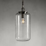 GV Wescott Bronze Pendant Light with Clear Glass Cylinder Shade