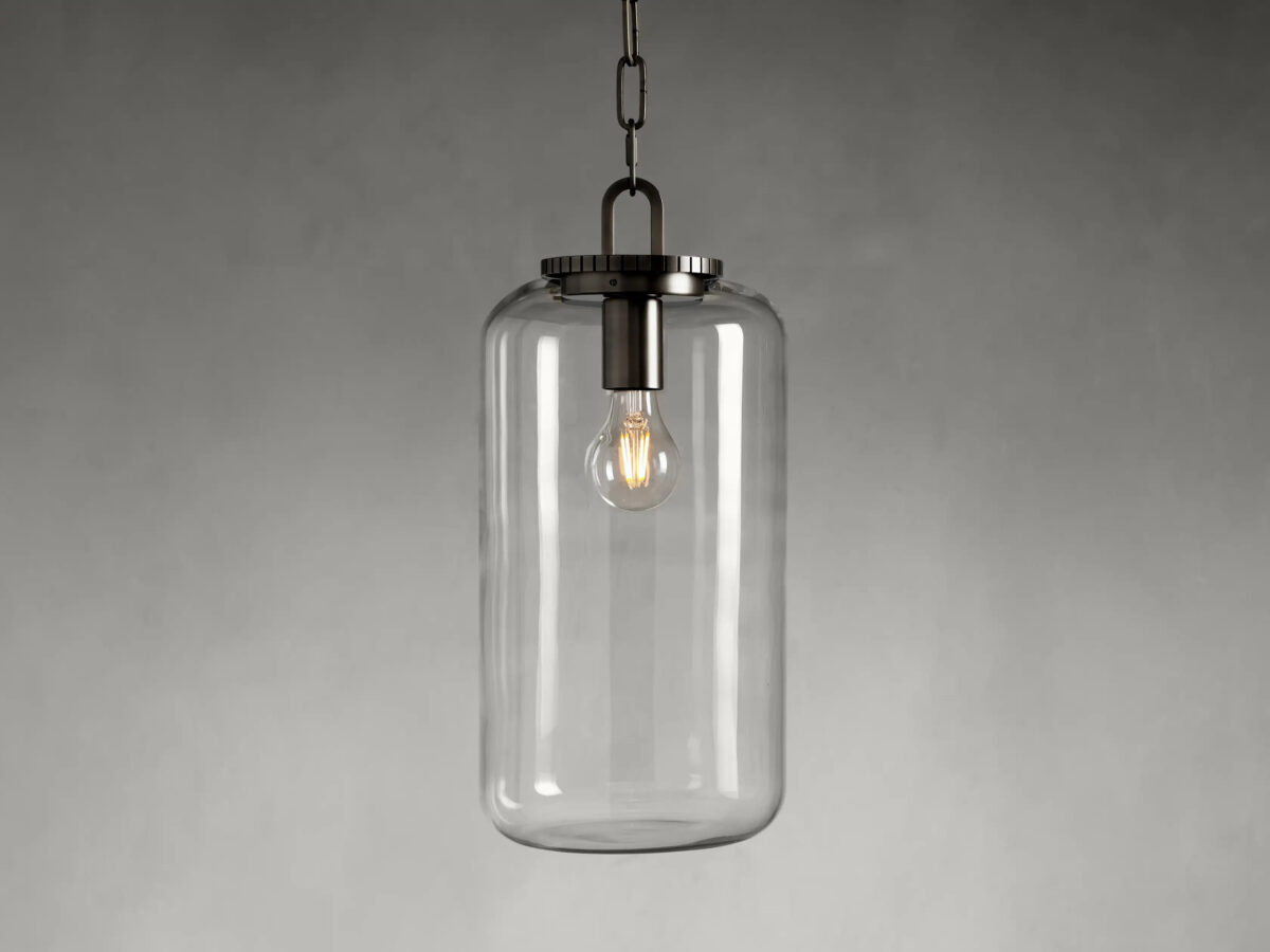GV Wescott Bronze Pendant Light with Clear Glass Cylinder Shade - Image 2