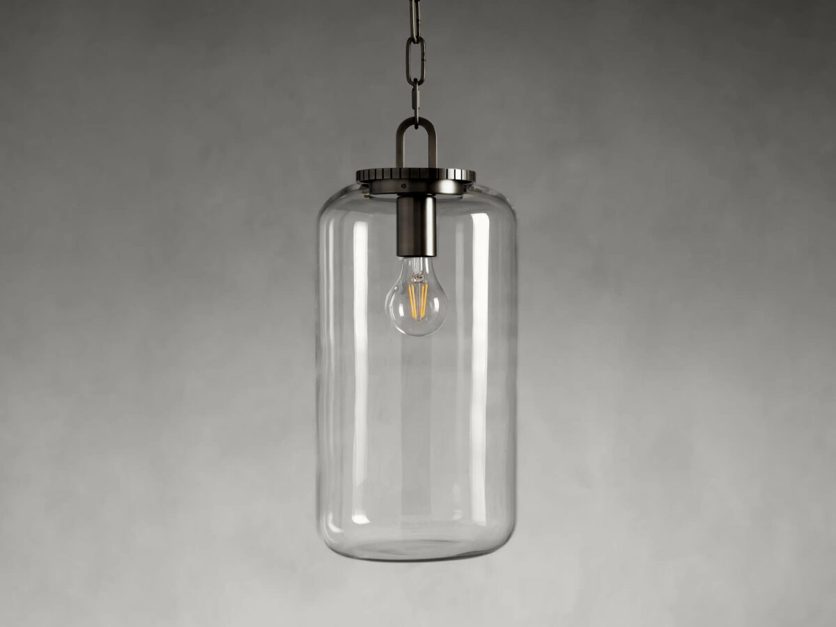 GV Wescott Bronze Pendant Light with Clear Glass Cylinder Shade - Image 4