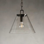 GV Bronze Cone Pendant with Clear Glass Chain Light