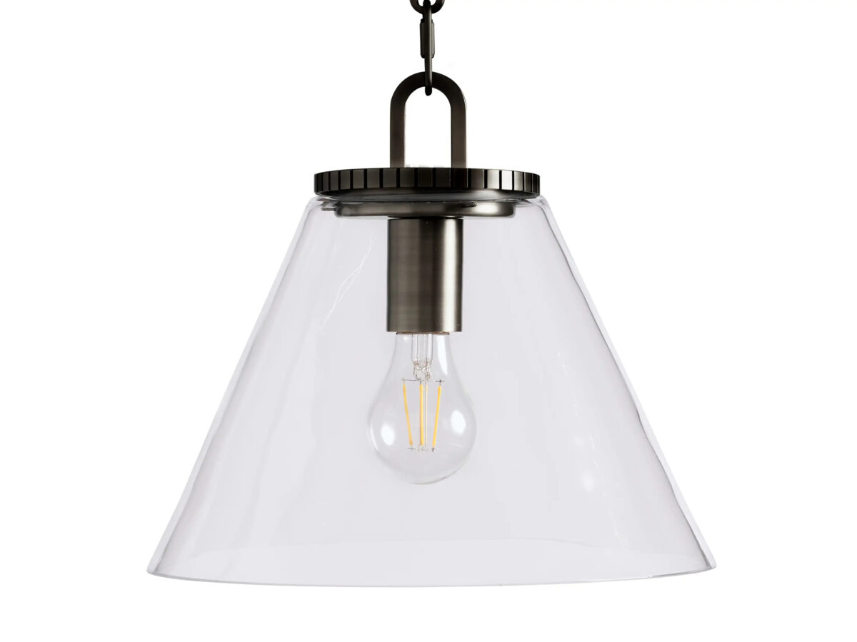 GV Bronze Cone Pendant with Clear Glass Chain Light - Image 2