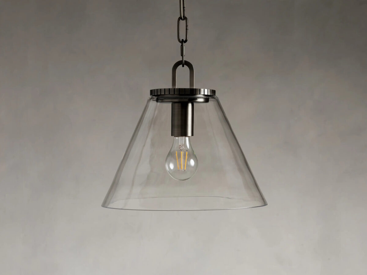 GV Bronze Cone Pendant with Clear Glass Chain Light - Image 4