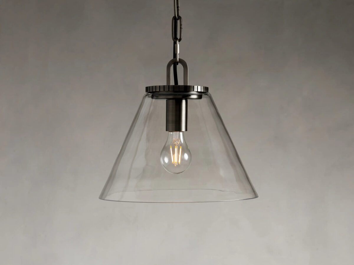 GV Bronze Cone Pendant with Clear Glass Chain Light - Image 7