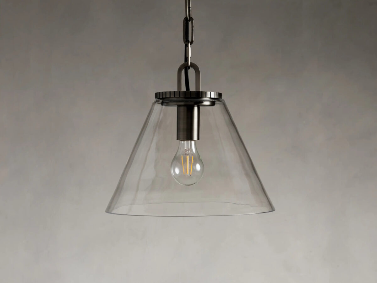 GV Bronze Cone Pendant with Clear Glass Chain Light - Image 3