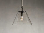 GV Bronze Glass Pendant with Cone Shade and Rod