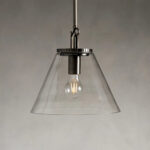 GV Bronze Glass Pendant with Cone Shade and Rod