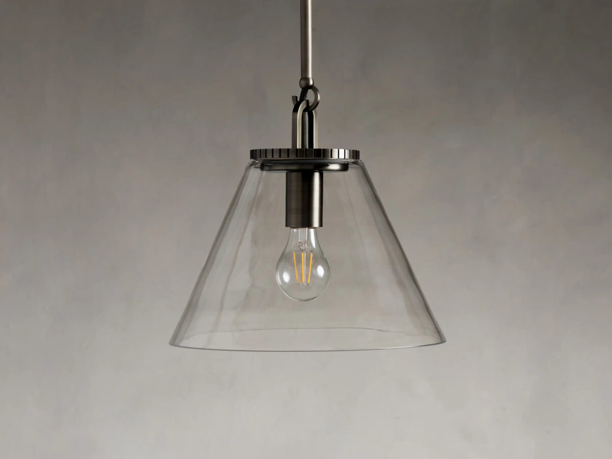 GV Bronze Glass Pendant with Cone Shade and Rod - Image 5