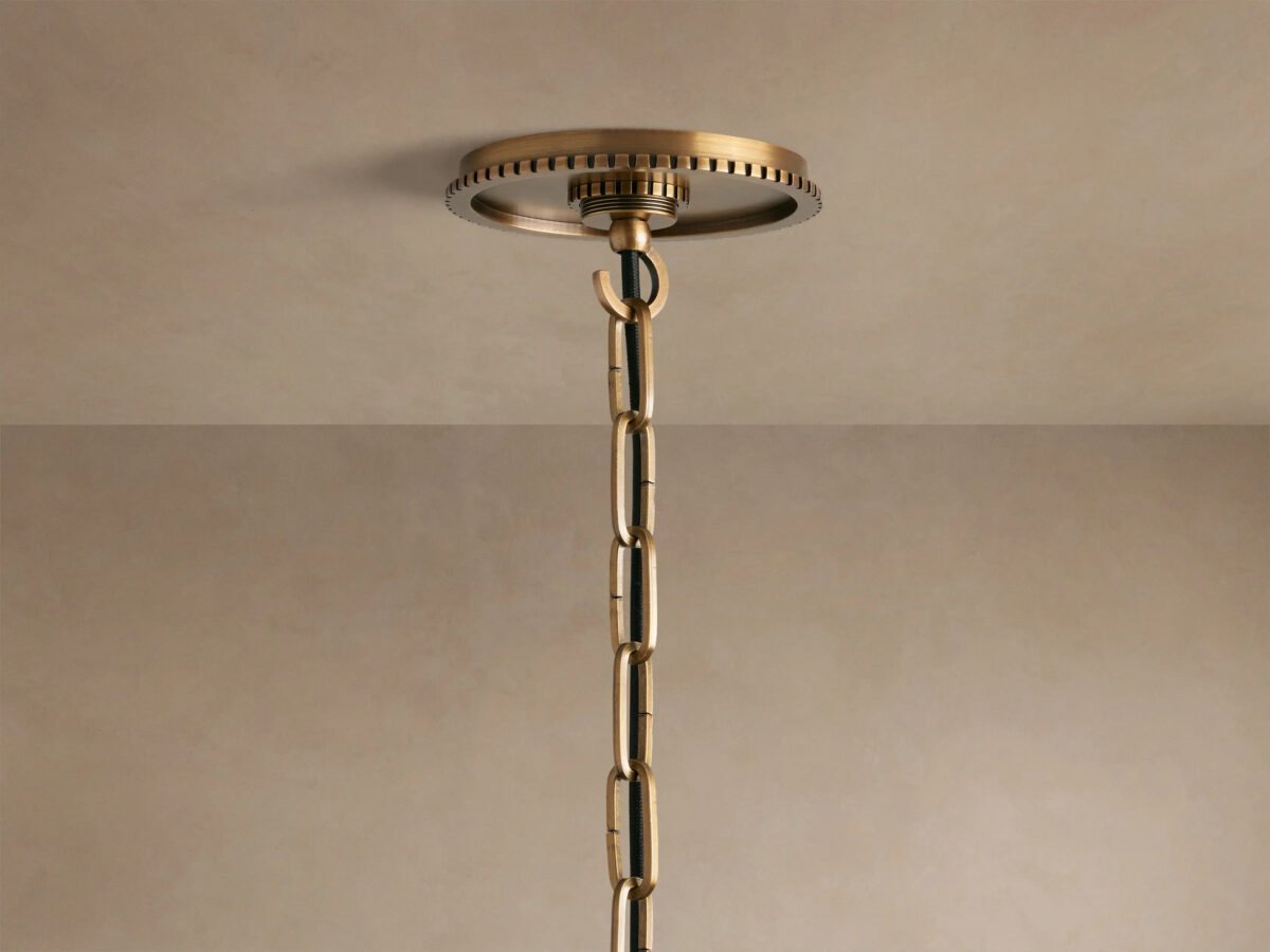 GV Brass Cone Pendant with Clear Glass and Chain - Image 4