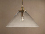 GV Brass Cone Pendant with Clear Glass and Chain