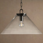 GV Bronze Cone Pendant with Clear Glass and Chain