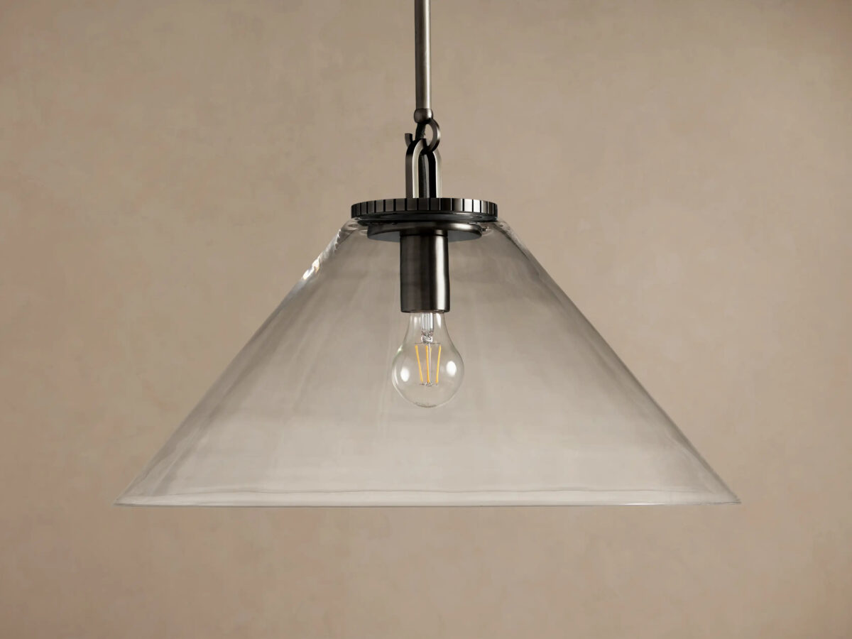 GV Large Bronze glass cone pendant with Clear Glass - Image 2