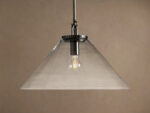 GV Large Bronze glass cone pendant with Clear Glass