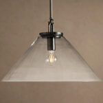 GV Large Bronze glass cone pendant with Clear Glass