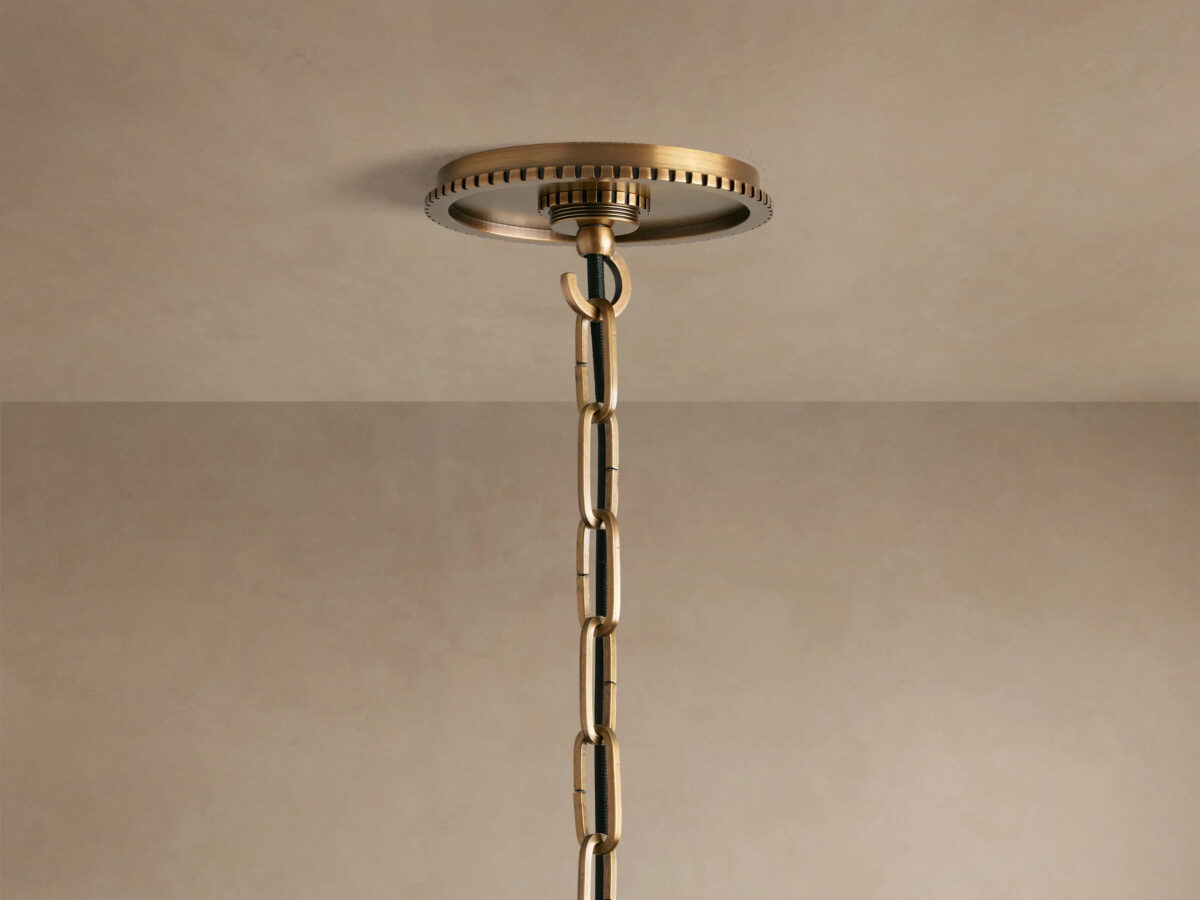 GV Brass Cone Pendant with Milk Glass Shade and Chain - Image 4