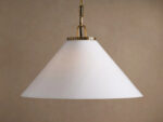 GV Brass Cone Pendant with Milk Glass Shade and Chain