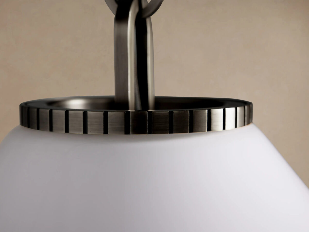 GV Large Bronze Pendant Light with Milk Glass Cone Shade - Image 3