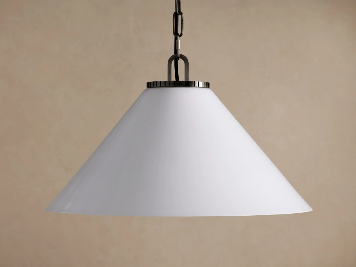 GV Large Bronze Pendant Light with Milk Glass Cone Shade - Image 2