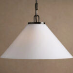 GV Large Bronze Pendant Light with Milk Glass Cone Shade