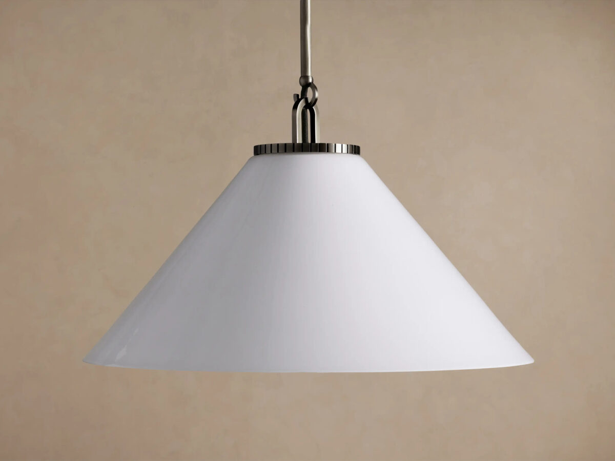 GV Bronze Glass Pendant Large Cone with Milk Glass - Image 2