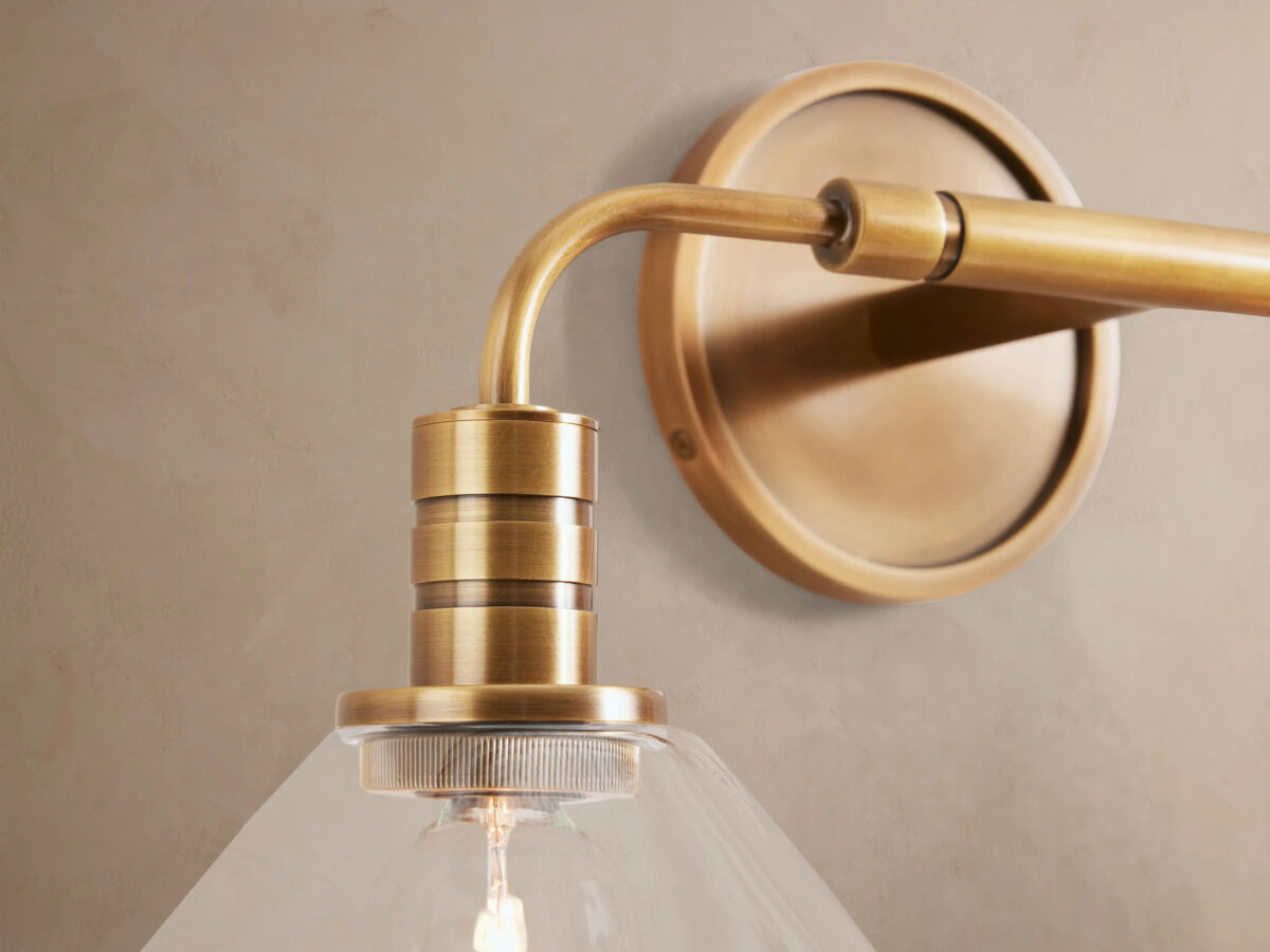 GV Theron Brass Glass Sconce Double Wall Light - Image 3