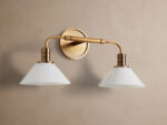 GV Theron Brass Modern Sconce with Milk Glass Shades - Image 2