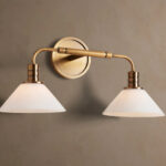 GV Theron Brass Modern Sconce with Milk Glass Shades