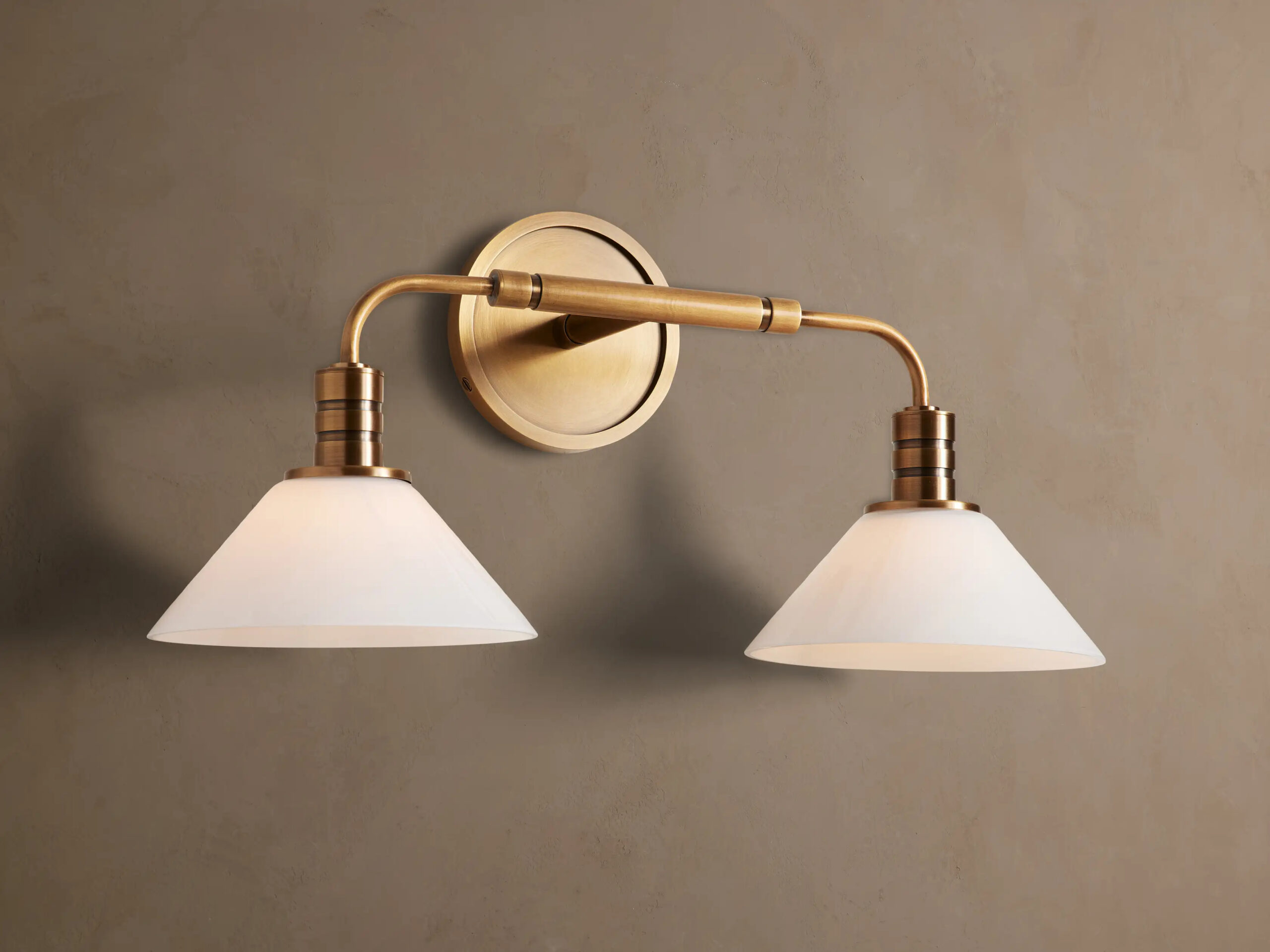 6610031H109_BOQ260112 GV Theron Brass Modern Sconce with Milk Glass Shades - Image 1