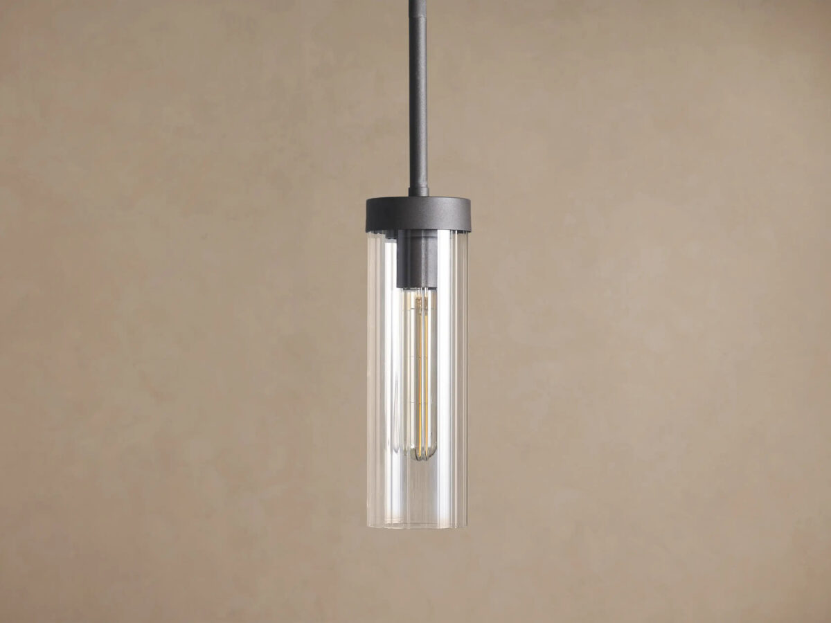 GV Brass Glass Pendant with Clear Fluted Shade - Image 6