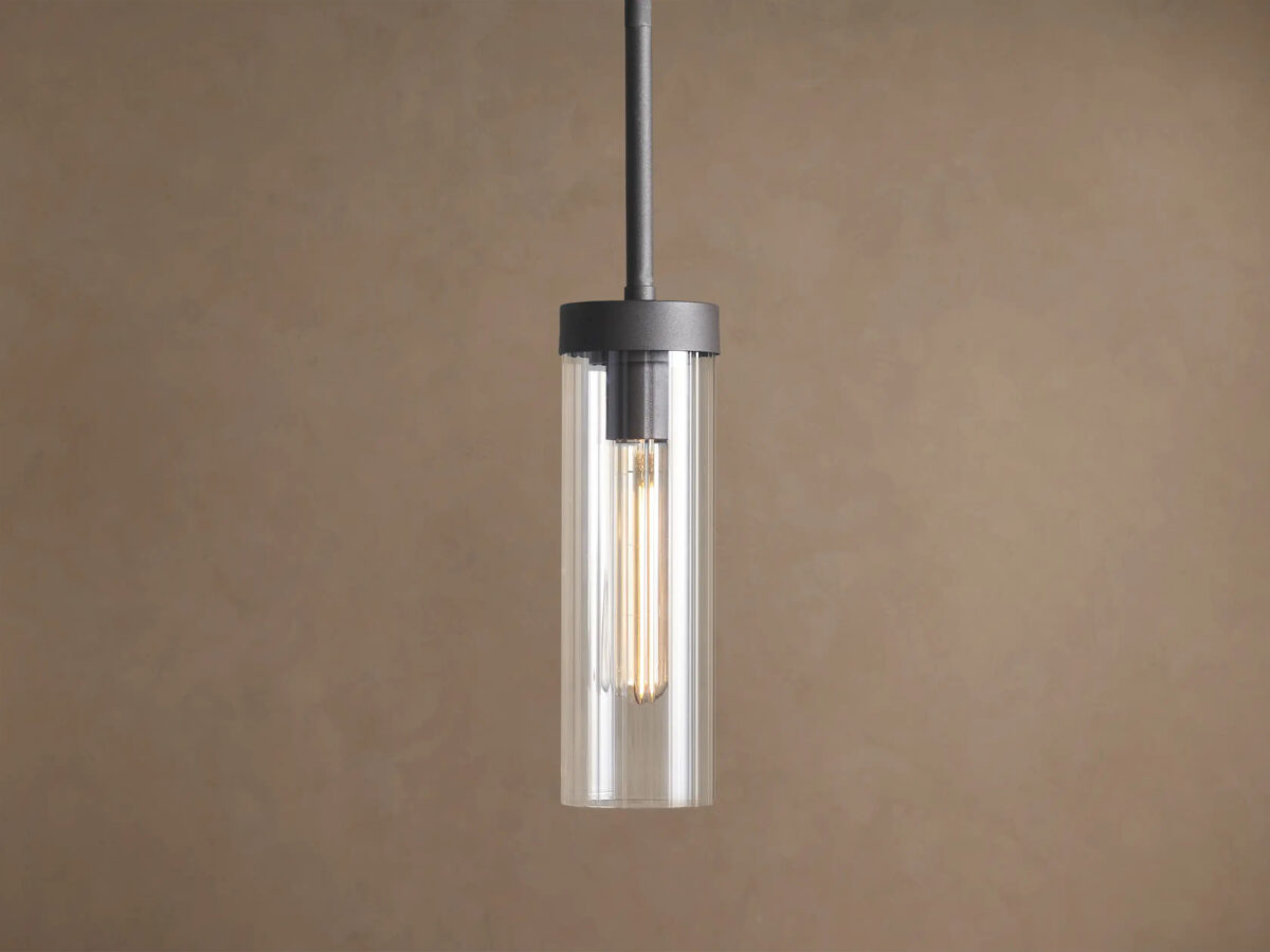GV Brass Glass Pendant with Clear Fluted Shade - Image 5
