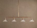 GV Brass Bar Chandelier with Clear Glass Linear Shades