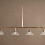 GV Brass Bar Chandelier with Clear Glass Linear Shades
