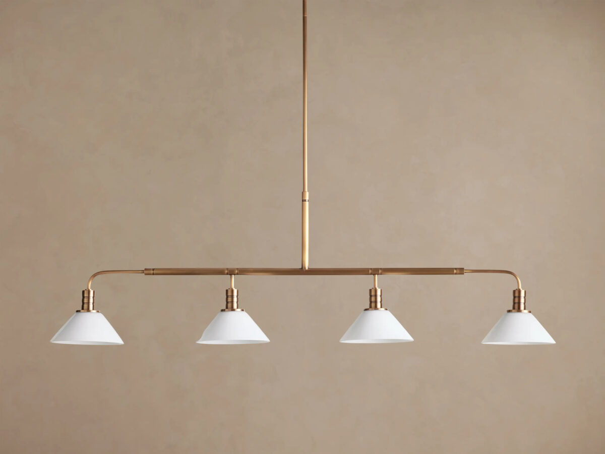 GV Brass Chandelier Theron Linear Milk Glass 50 Inch - Image 2