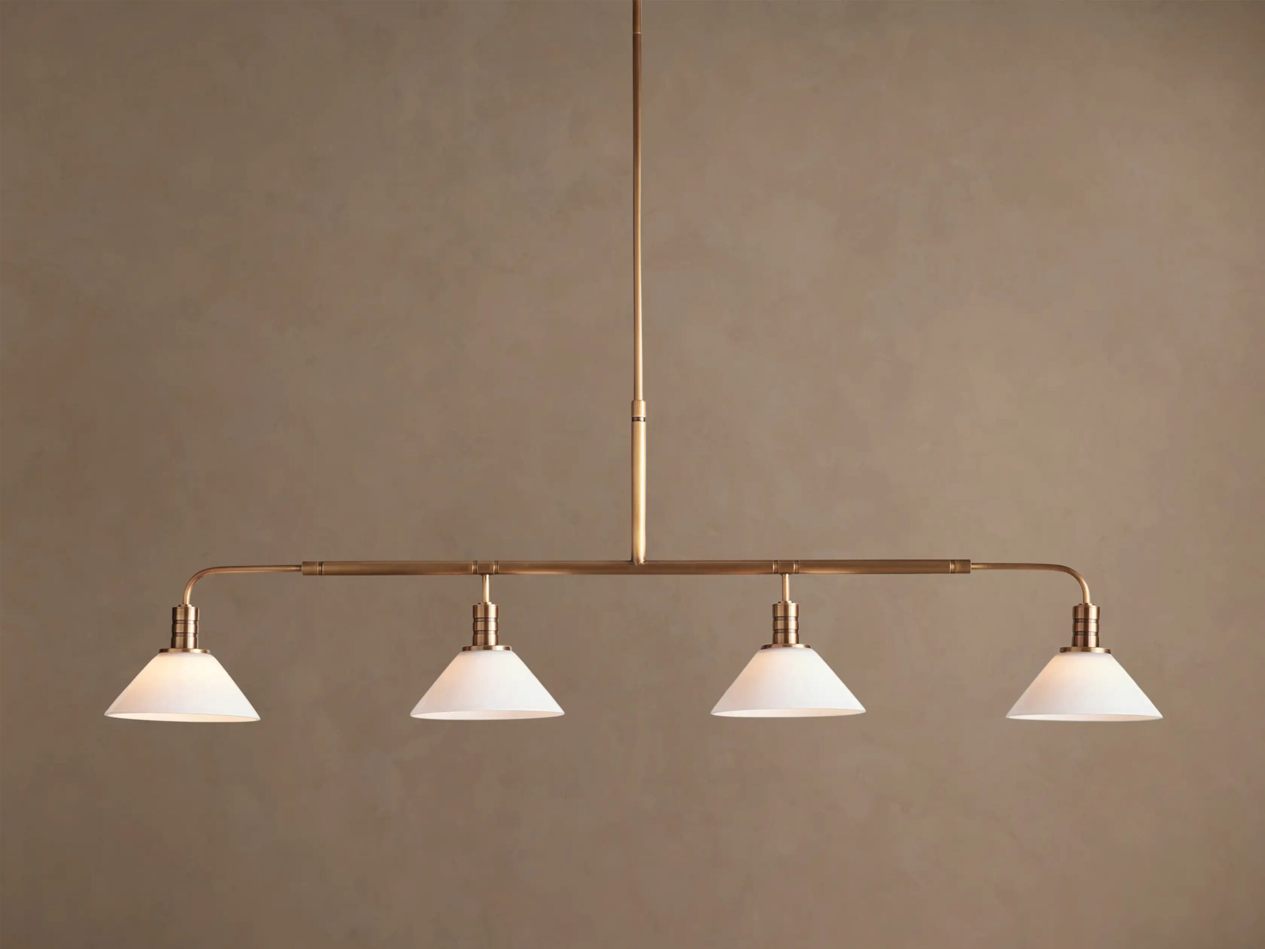 6610031H134_BPC260114 GV Brass Chandelier Theron Linear Milk Glass 50 Inch - Image 1