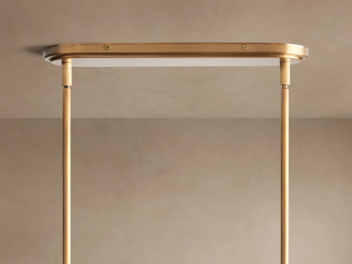 GV Brass Bar Chandelier with Clear Glass Linear Shades - Image 8