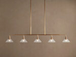 GV Brass Bar Chandelier with Clear Glass Linear Shades - Image 5