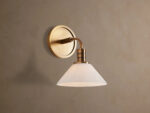 GV Modern Brass Sconce with Milk Glass Shade