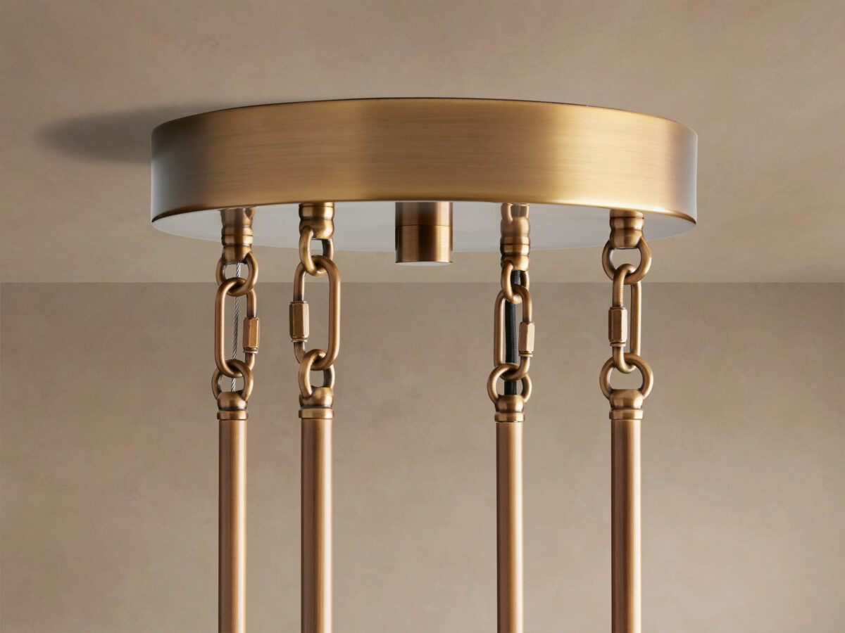 GV Delsie Glass Chandelier Smoke Brass 48 Inch - Image 8