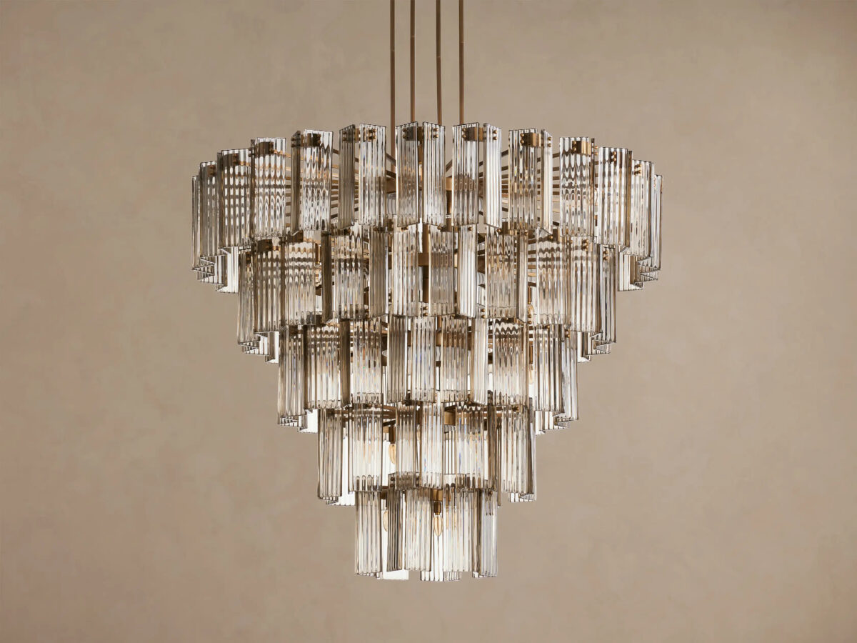 GV Delsie Glass Chandelier Smoke Brass 48 Inch - Image 6