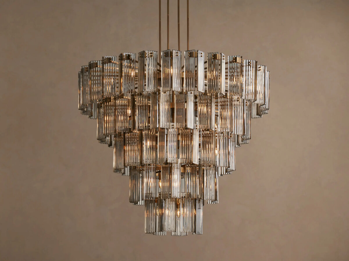 GV Delsie Glass Chandelier Smoke Brass 48 Inch - Image 5