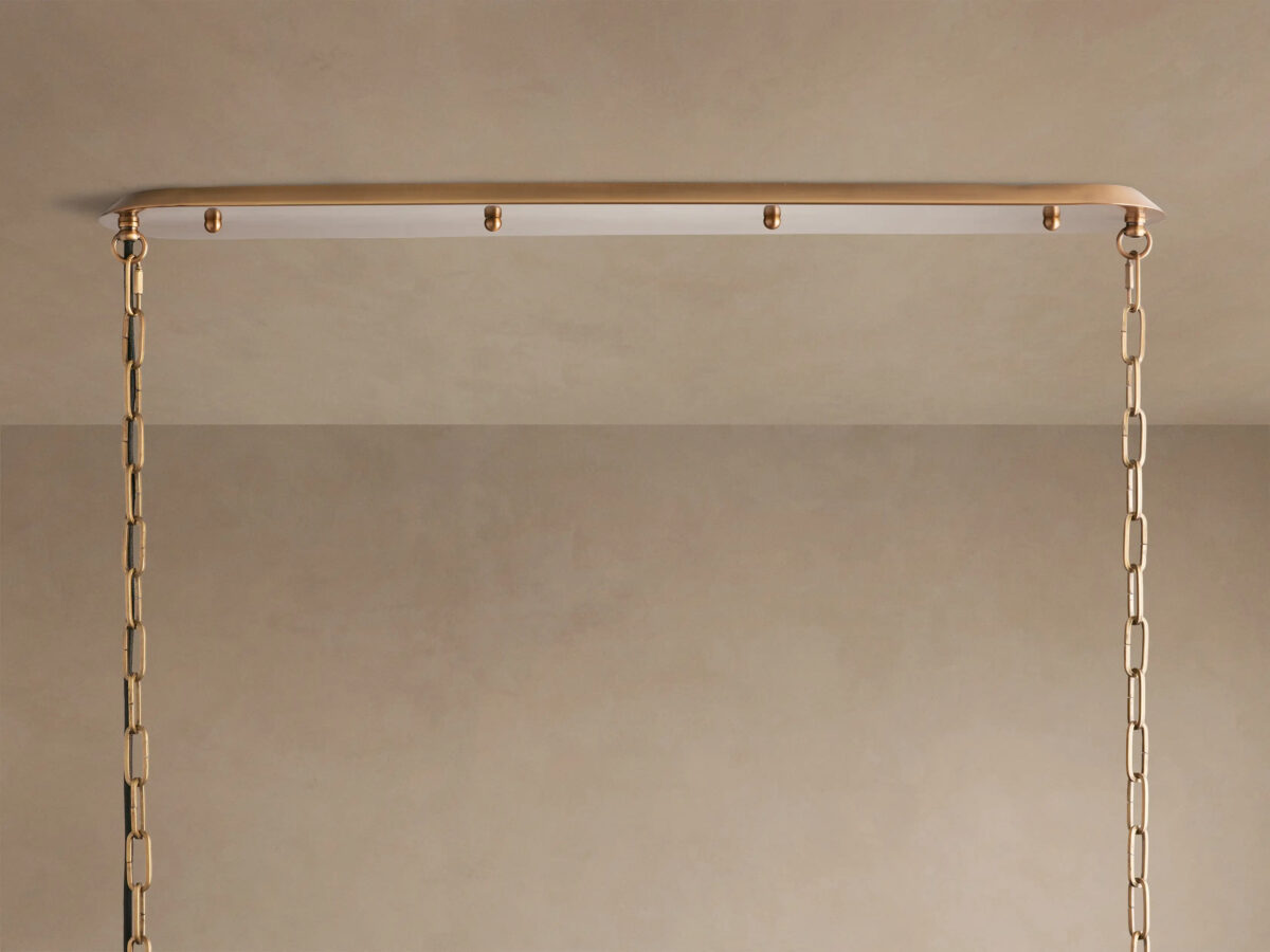 GV Shelton Brass Chandelier Linear Light with Linen Shade - Image 4